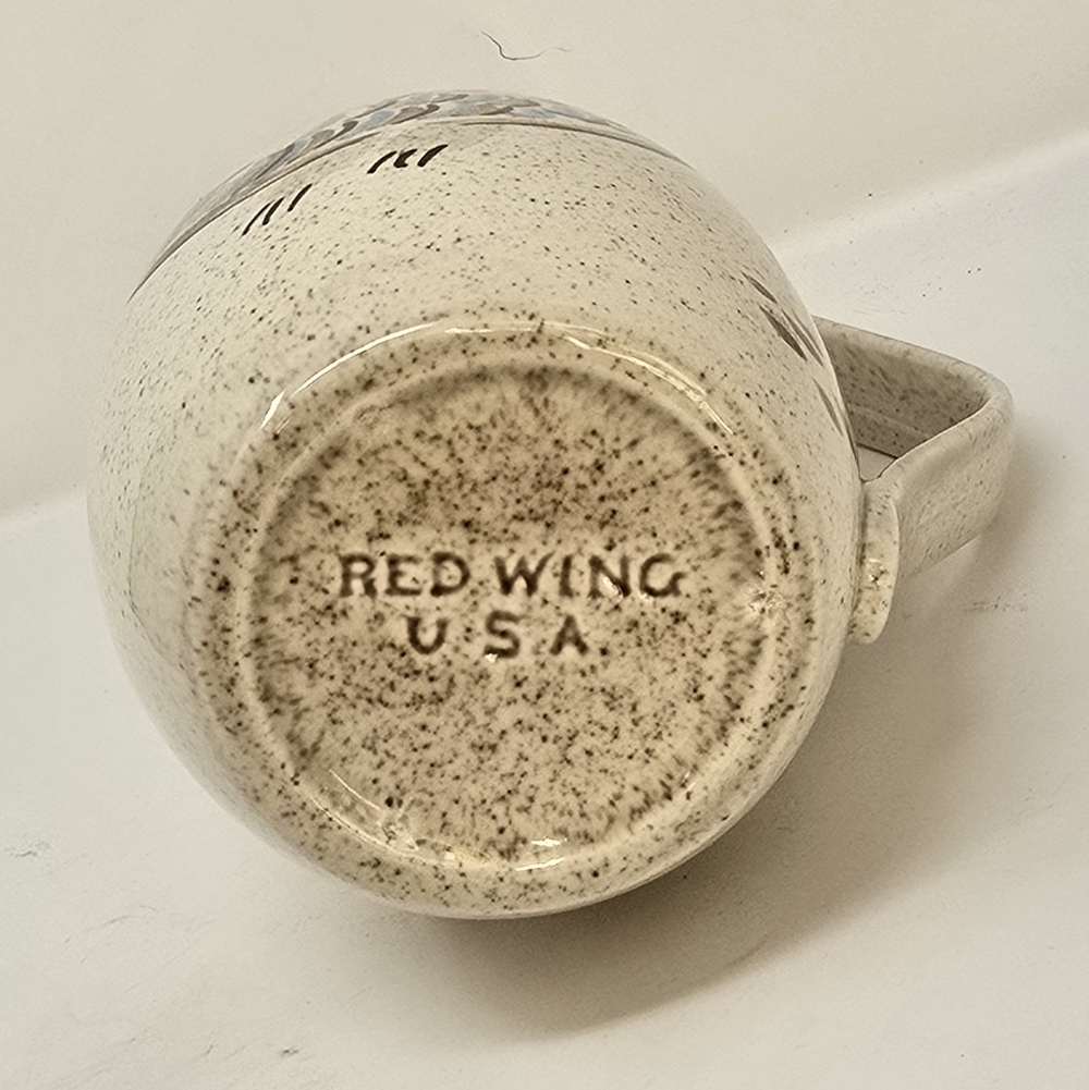 Vintage 1950 red wing pottery bob white quail water pitcher jug stone ware - Picture 8 of 8